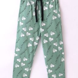 Doreme Single Jersey Full Length Lounge Pant Ice Heart Print - Menthe Green-25