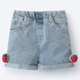Mark & Mia Denim Shorts With Strawberry Crochet Applique - Blue-image-47