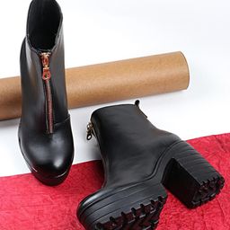 Shoetopia Solid Zipper Closure Boots - Black-image-60