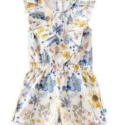 JusCubs Cotton Knit Sleeveless Frill Detailed Floral Printed Jumpsuit - White-picture-20