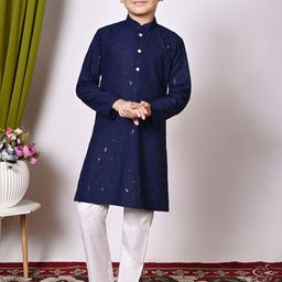 AHLAN APPARELS Boys Ethnic Motifs Embroidered Regular Sequinned Kurta with Pyjamas-47
