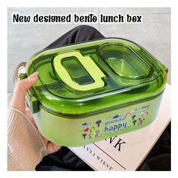 FunBlast Dinosaur Theme Lunch Box with Fork and 10 Color Ball Pen  Green image 4