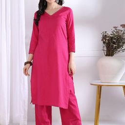 Vbuyz V-Neck Sequinned Cotton Straight Kurta With Trousers-16