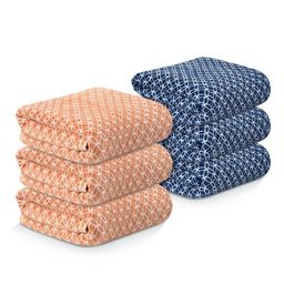 Kuber Industries Brown & Blue 6 Pieces Printed 280 GSM Ultra Absorbent Soft Hand Towels-15