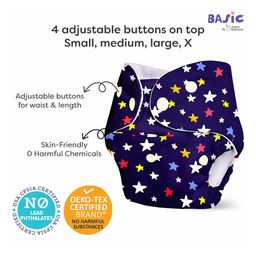 SuperBottoms BASIC Reusable Cloth Diaper for Babies 0-3 Years | Freesize Adjustable, Washable and Reusable Cloth Diaper for babies | Shell with insert | Pack of 7 image 5