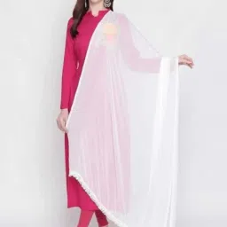 Chiffon Solid White Women Dupatta-image-10