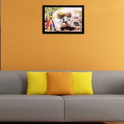 eCraftIndia Multicoloured Man Sitting on Cart UV Wall Art-image-77