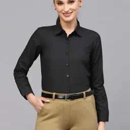 SELVIA Black Cotton Regular Fit Shirt-image-26