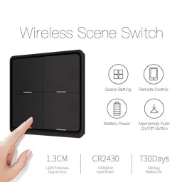 BytBots Tuya ZigBee Wireless 12 Scene Switch Push Button Controller without Battery (Black) image 4
