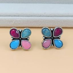 BLACKBOX Oxidised Artificial Stone Studded Earring-22