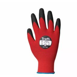 Traffi Cut Resistant Nylon Gloves Nitrile Coating Red Size 10, TG1140-10 (1 Pair)-image-58