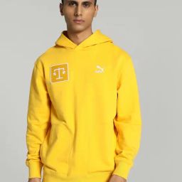 Puma Yellow Sizzle Cotton Regular Fit Printed Hooded Sweatshirt-image-42
