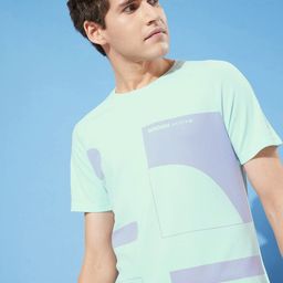 WROGN ACTIVE Mint Green Dynamic Blocking Printed Slim Fit  Dry Pro T-shirt-image-86