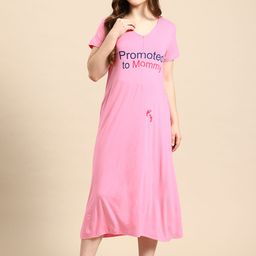 Blush 9 Maternity Typography Printed Maternity Maxi Nightdress-image-21