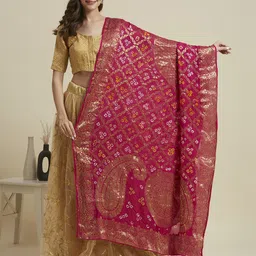 Dupatta Bazaar Paisley Woven Design Silk Dupatta-picture-10