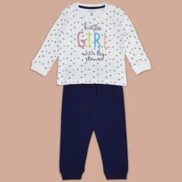 Pantaloons Baby White & Blue Cotton Printed Full Sleeves T-Shirt Set-image-130