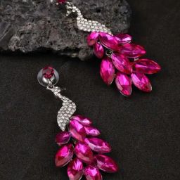 YouBella Collection AAA Swiss Silver-Plated Pink & White Dangler Earrings for Women-26
