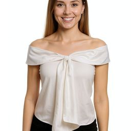 DressBerry Women Off-Shoulder Satin Top-picture-12