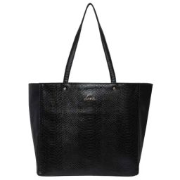 Lavie Croc Nov Black Textured Large Tote Handbag-image-45