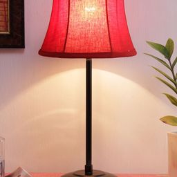 Devansh Red & Black Solid Traditional Bedside Standard Table Lamp with Shade image 3
