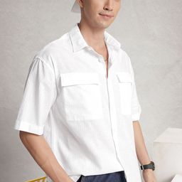 WROGN Vertical Striped Oversized Casual Shirt-image-83