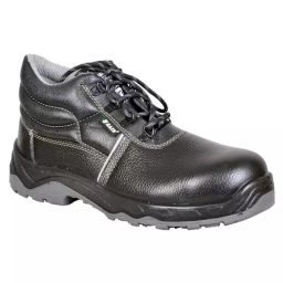 Zain Safety Executive Steel Toe Safety Shoes PU Double Density High Ankle Black Buff Barton Genuine Leather Size UK5, ZM-10-image-92