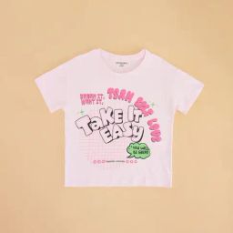 Pantaloons Junior Pink Printed T-Shirt-image-69