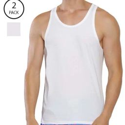 Calvin Klein White Cotton Relaxed Fit Vests - Pack Of 2-image-18