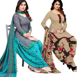 Unstitched Crepe Salwar Suit Material Printed-image-6