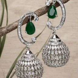 Karatcart Silver Plated Dome Shape Cubic Zirconia Dangler Earrings for Women-26