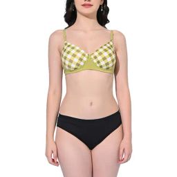 FIMS Green & Black Chequered Bra Panty Set-image-92