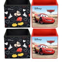 Kuber Industries Set Of 4 Disney Printed Foldable Large Size Multi-Utility Storage Cubes With Handle-3