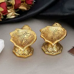 eCraftIndia Golden Metal Leaf-Shaped Akhand Diya - Set of 2-image-74