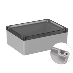 RS PRO Grey Polycarbonate General Purpose Enclosure, IP66, IK07, Clear Lid, 150 x 200 x75 mm Model No 2010146-11
