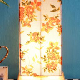 Devansh White & Peach Floral Printed Traditional Table Lamp with Shade image 5