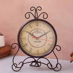 EXIM DECOR Black & Beige Vintage Table Clock-31