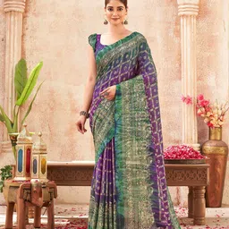 K 5 Fashion Bandhani Printed Pure Georgette Saree With Blouse Piece-picture-38