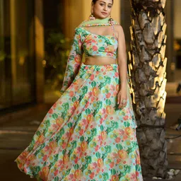 Warthy Ent Printed Semi-Stitched Lehenga & Unstitched Blouse With Dupatta image 2