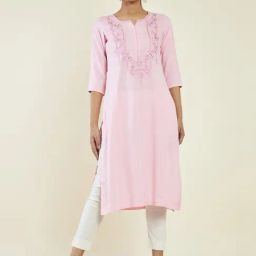 Soch Pink Embroidered Straight Kurta-image-83
