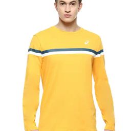 Asics Yellow Regular Fit Striped Sports T-Shirt-image-56
