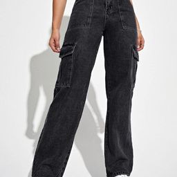 VBEAUTI Women Jean High-Rise Straight Fit Clean Look Stretchable Cargo Styles Jeans-image-7