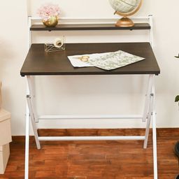 Faburaa Venus Foldable Study Table for Home - Dark Brown-0