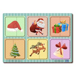 Mini Leaves 2 Piece Wooden Christmas Puzzle- Set of 6-21