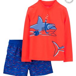 Carter's Shark Scuba Rash Guard Top & Shorts Swim Set - Orange-image-25