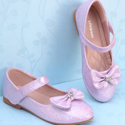 Pine Kids Ballerinas with Velcro Closure & Bow Applique - Pink-picture-6