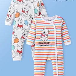 Babyoye Disney Interlock Knit Full Sleeves Rompers With Winnie The Pooh Graphics Pack of 2 - White-image-55