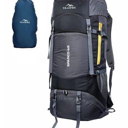 TRAWOC SPARCO 65L Travel Backpack Rucksack with Rain Cover Shoe Compartment Black 3 Year Warranty-image-45