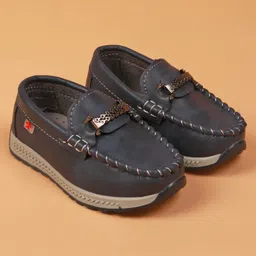 Cute Walk By Babyhug Slip On Loafers With Stitch Detailing - Navy Blue-picture-9
