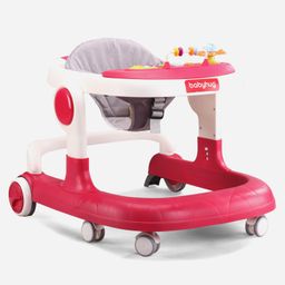 Babyhug 2 in 1 Walker with Height Adjustment & Detachable Toy Bar with Lights & Music | Musical Activity Tray| Soft Cushion Seat| Speed Control| Push Walker| Wheel Lock| Anti-fall Protection - Red-image-122