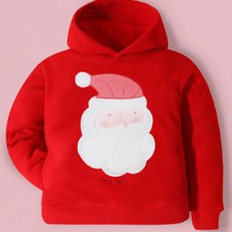 Cherry Crumble By Nitt Hyman Knit Full Sleeves Santa Claus Patch Detailed Hoodie - Red-picture-13